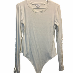 Nanamacs White Lace Up Sleeves Bodysuit Size Medium